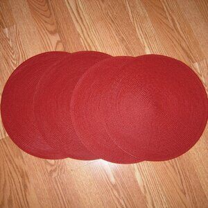 4 Woven Red Round Placemats
